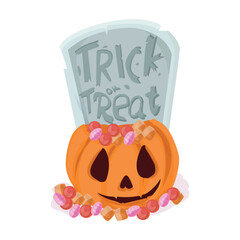 trick or treat for halloween with separate white background