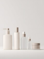 White Skincare Jars and Bottles Mockup &ndash; Minimal Cosmetic Packaging for Branding