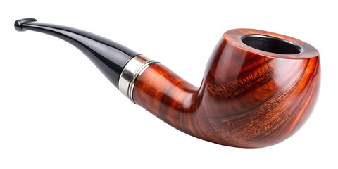Naklejka premium Polished Wooden Smoking Pipe With Mouthpiece On Background accessory isolated on a transparent background