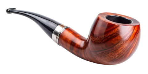 Polished Wooden Smoking Pipe With Mouthpiece On Background accessory isolated on a transparent background
