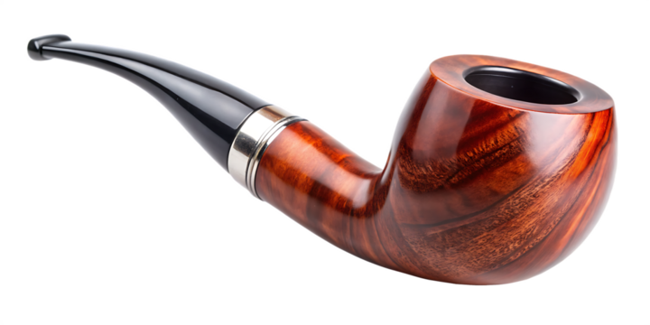 Polished Wooden Smoking Pipe With Mouthpiece On Background accessory isolated on a transparent background