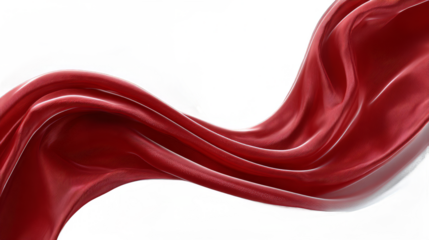 A close-up view of red silk fabric with smooth curves and a shiny texture, showcasing its elegant and flowing appearance.