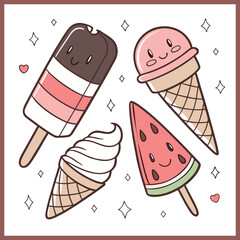Refreshing hand drawn ice cream pack
