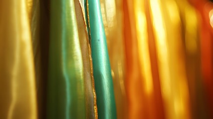 Abstract Colorful Silk Fabric Drapes Texture Background