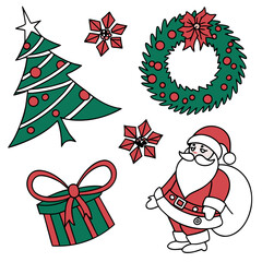 set of christmas elements