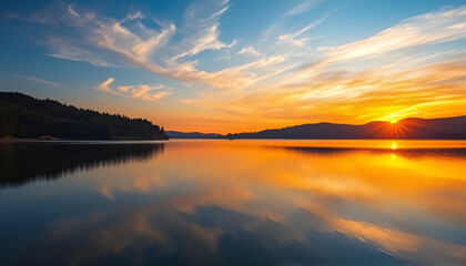 sunset over the lake