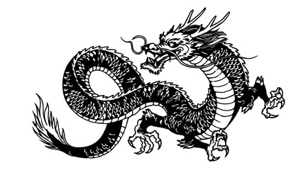 black dragon with white background 