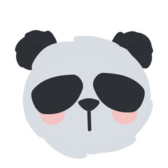 Faceless Cute Panda Face Illustration with Blush Cheeks