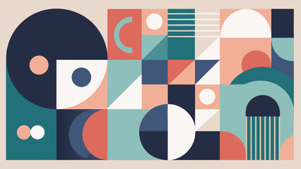 Obraz premium Abstract geometric composition with circles and squares