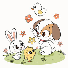 easter bunny with eggs