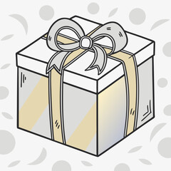 Illustration of a gift box with ribbon and bow on a light background