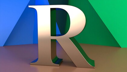 Metallic Letter R, Abstract Background, 3D Render