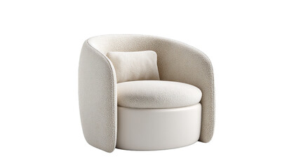 A modern plush armchair with a round cushion, offering comfortable seating and stylish interior decoration.