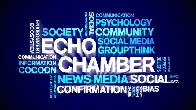 Echo Chamber animated word cloud-text design animation tag kinetic typography seamless loop.