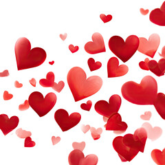 Hearts showering against black