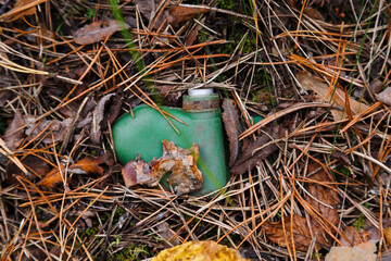 Anti-personnel mine lies in the grass
