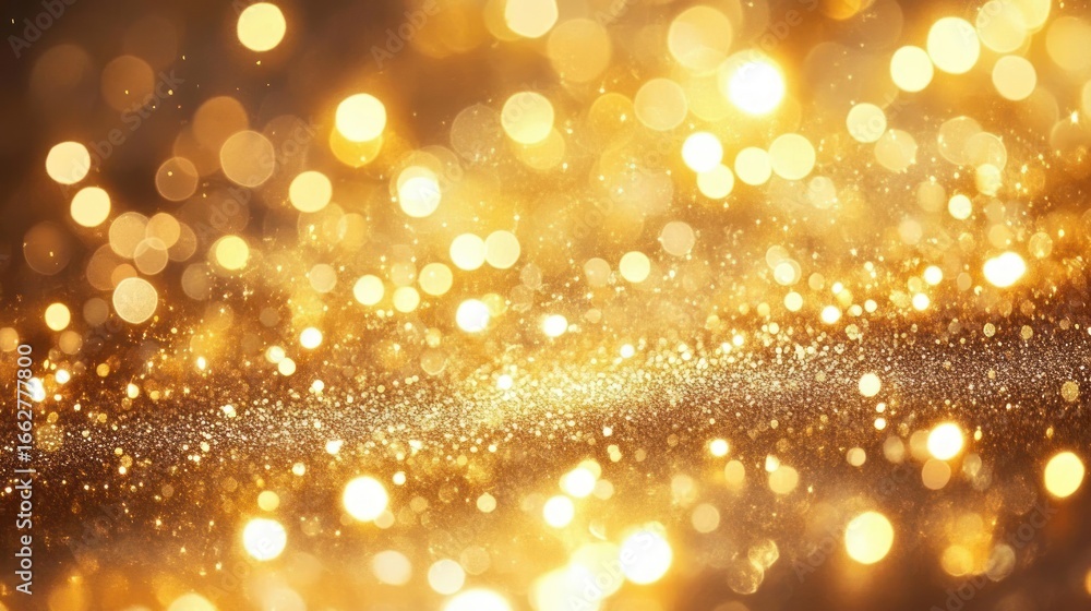 Aufkleber abstract golden glittering bokeh lights with soft glowing sparkles creating a festive and magical at