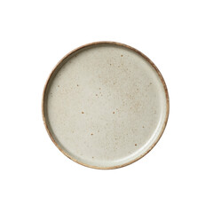 Empty Speckled Beige Ceramic Plate, Top View