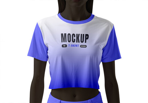 Women's Crop Top T-Shirt Mockup PSD Template