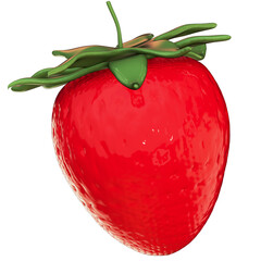 Fresh Fruit Strawberry 3D Clipart on transparent background