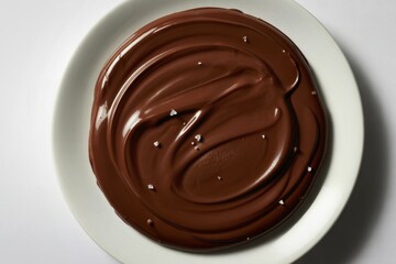 a close-up view of a rich, glossy chocolate ganache
