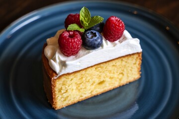 a decadent slice of vanilla cake