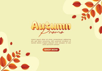Autumn Promo Banner with Fall Leaves and Text