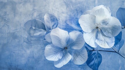 blue flowers on a wooden background