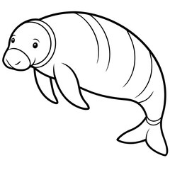 Dugong line art vector