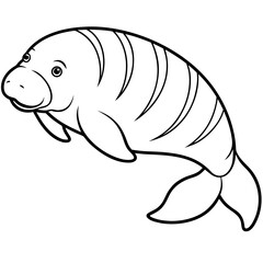 Dugong line art vector