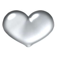 3d render of heart shape with bright metallic texture