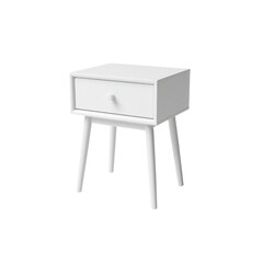 Modern White Wooden Nightstand with Single Drawer and Tapered Legs