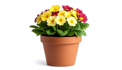 Spring flowers in terracotta pot