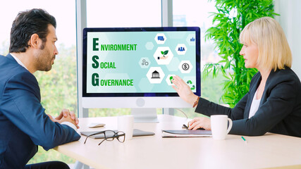 ESG environmental social governance policy for modish business to set a standard to achieve high...