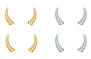 Laurel Wreath Set Gold and Silver Vector Illustration