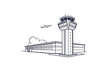 airport control tower icon minimal outline of modern airport navigation tower building