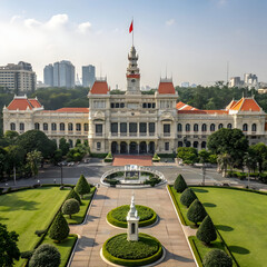 Naklejka premium the architecture of independence palace ho chimi