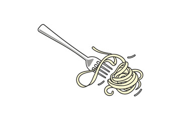 Pasta fork icon minimal outline utensil spaghetti food dining kitchen  