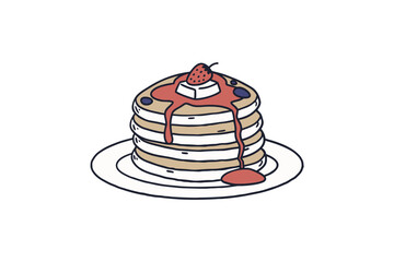 Pancake stack icon three fluffy syrup breakfast sweet dessert snack  