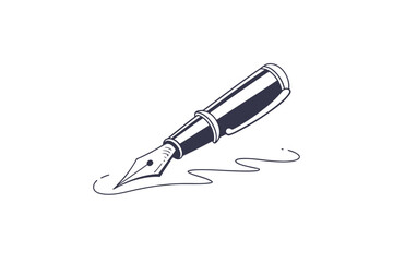 Pen icon minimal modern fountain pen outline with nib design