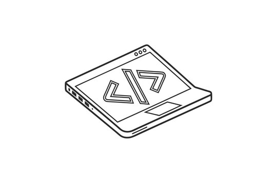 Programming code icon curly braces with forward slash code design