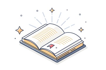 Open Book with Magical Sparkles 
