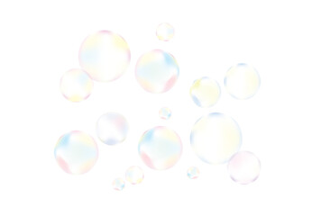 カラフルなたくさんのシャボン玉のイラスト