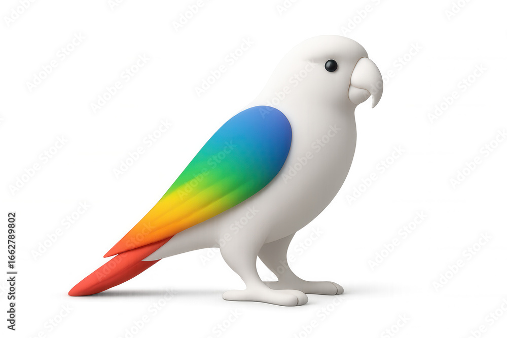 Poster multicolored exotic bird perching elegantly with iridescent feathers, digital artwork rendering agai