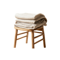 Stack of Linen Fabric on Wooden Stool