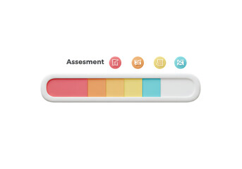 Progress bar indicator with colorful segments and icons isolated on transparent background