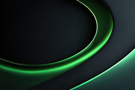 Abstract dark background with glowing green curves - Powered by Adobe