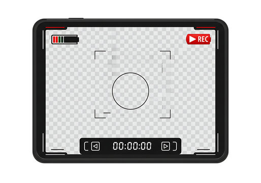 Camera recording screen interface with timer and battery isolated on transparent background
