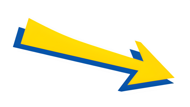 Yellow upward arrow isolated on PNG background