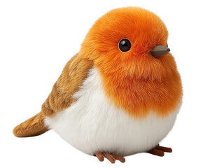 Plush toy bird robin orange white brown soft fluffy cute stuffed animal isolated realistic adorable cheerful children